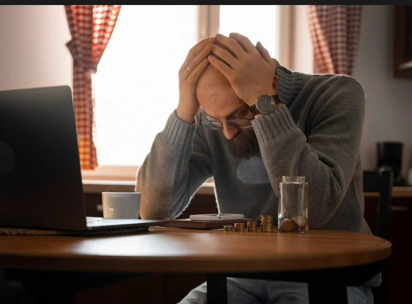 Persona preocupada por sus deudas