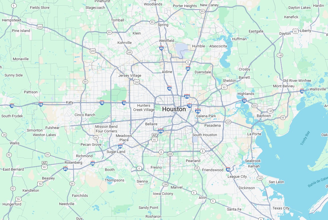 Mapa de la zona de Houston